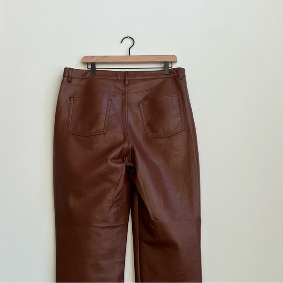 Aritzia Wilfred The Melina Vegan High Waisted Faux Leather Pant 16 Straight Leg - Picture 8 of 13